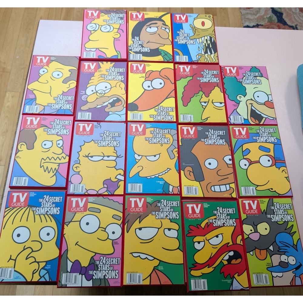 The Simpsons Set Of 18 TV Guide Secret Screenstars Colorplak Artwork Wall Art